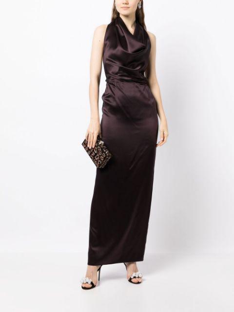 convertible halterneck satin maxi dress by VOZ