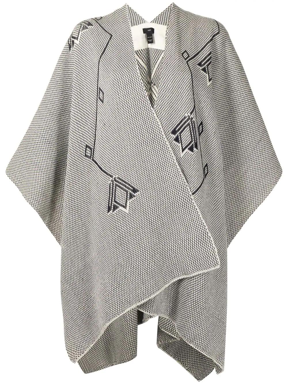 double V-neck merino shawl by VOZ