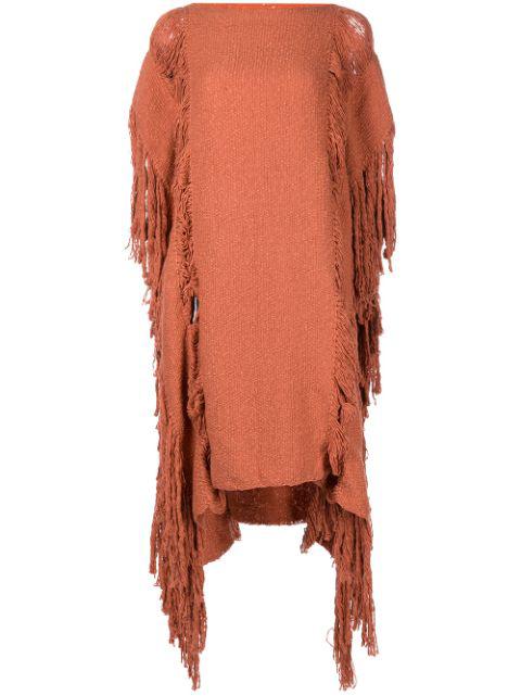 fringe-detail long top by VOZ
