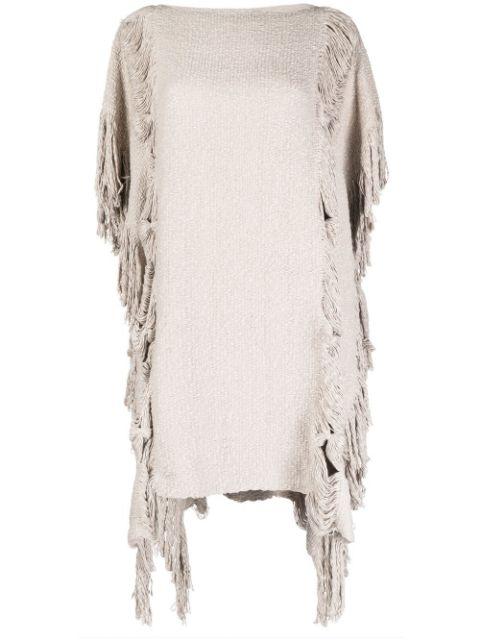 fringed poncho-style jumper by VOZ