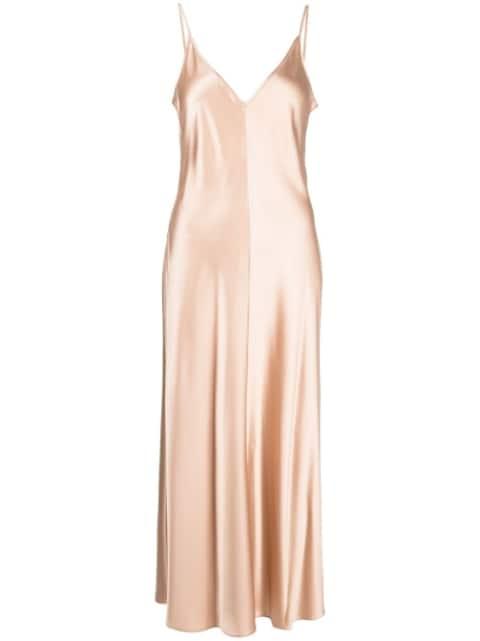 satin V-neck slip dress by VOZ