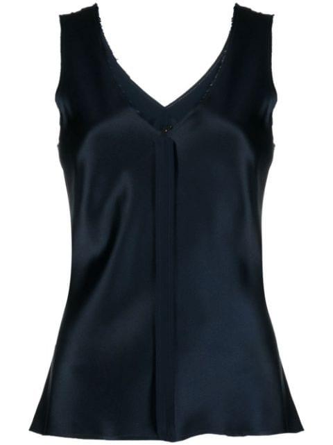 satin V-neck tank top by VOZ