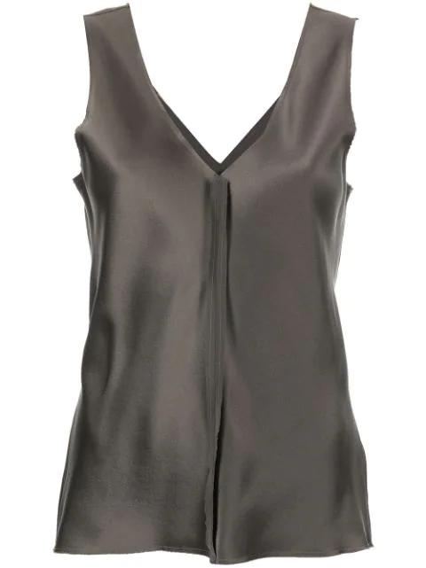 silk raw-edge tank top by VOZ