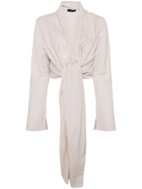 tie-fastening cropped cardigan by VOZ