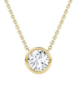 Bezel Solitaire Necklace in 14K Gold by VRAI