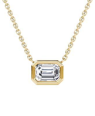 Bezel Solitaire Necklace in 14K Gold by VRAI