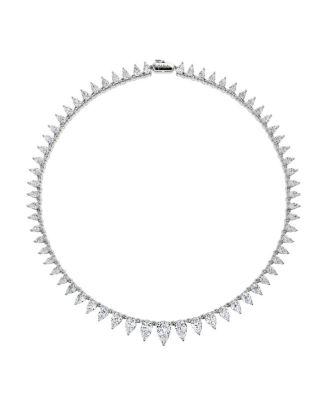 Pear Tennis Necklace in 14K White Gold by VRAI