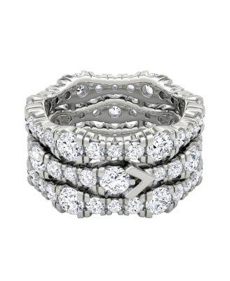 V 3 Row Pave Ring in 14K Gold by VRAI