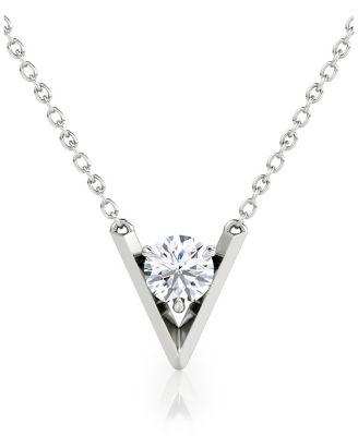 V Solitaire Necklace in 14K Yellow Gold by VRAI