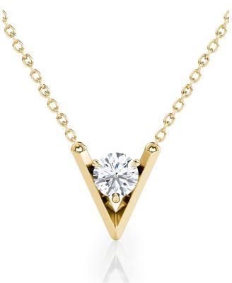 V Solitaire Necklace in 14K Yellow Gold by VRAI