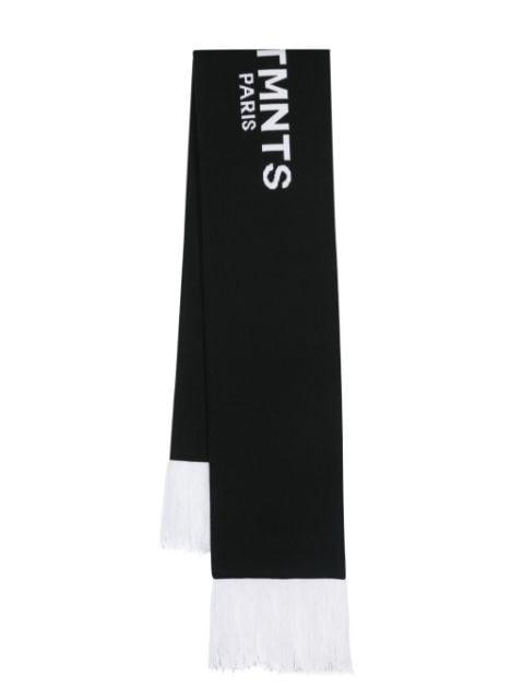 intarsia-knit logo frayed scarf by VTMNTS