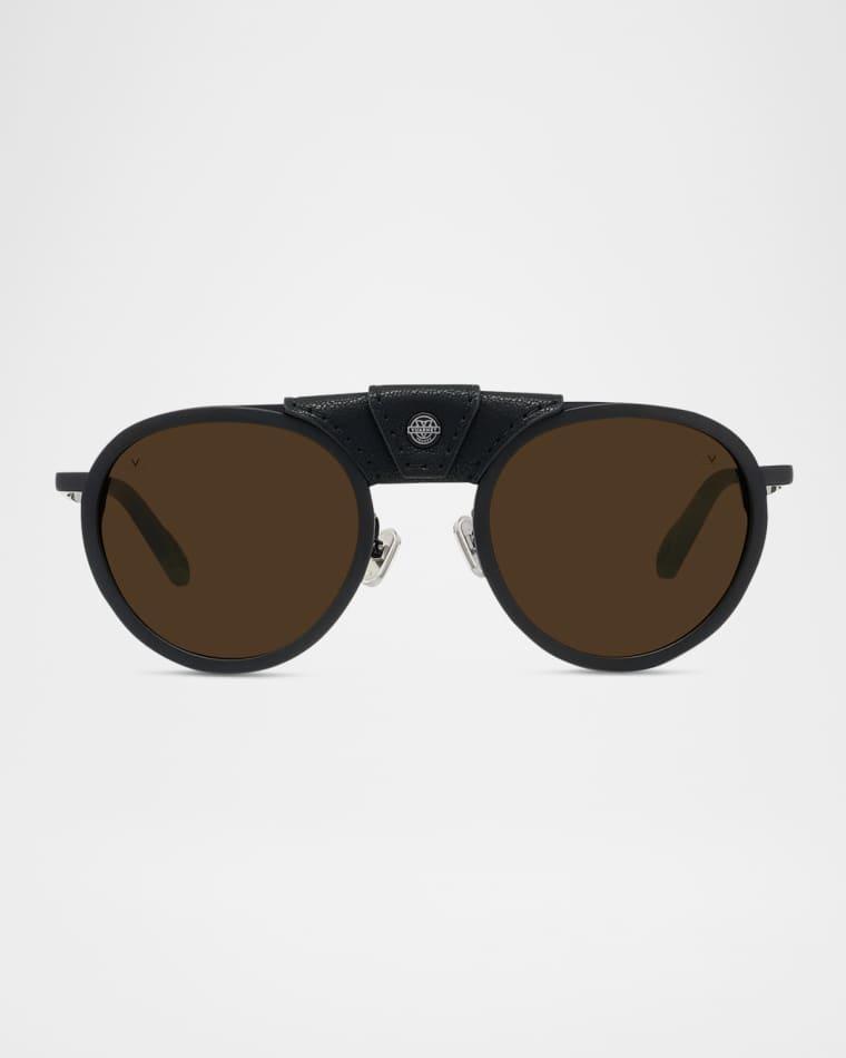 Men's Glacier 02 Titanium Round Sunglasses with Side Shields and Cord by VUARNET