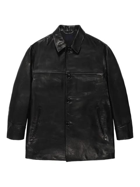 button-fastening leather jacket by WACKO MARIA