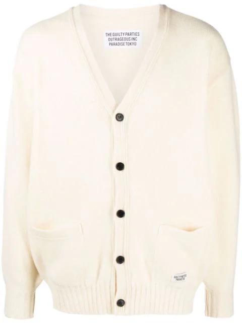 embroidered-denim knit cardigan by WACKO MARIA