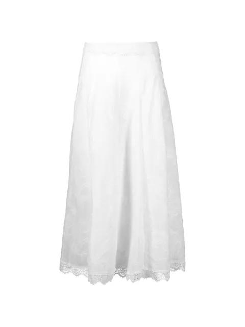 Kaluha lace-trimmed embroidered maxi skirt by WAIMARI