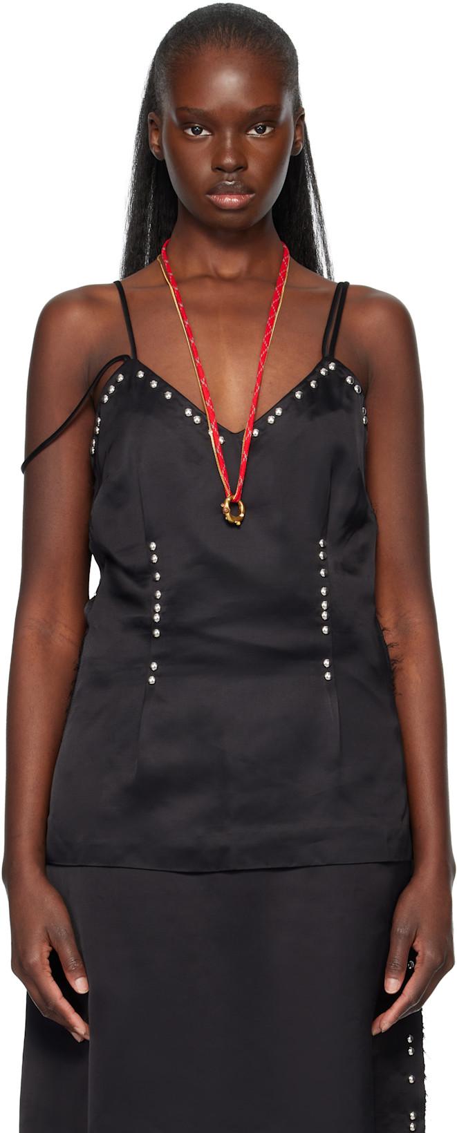Black Iris Studded Top by WALES BONNER