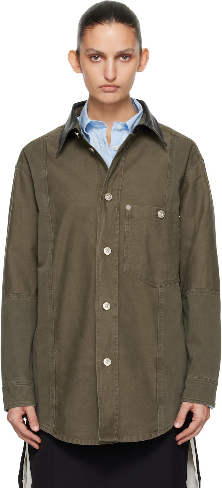 Khaki Brixton Shirt Jacket by WALES BONNER