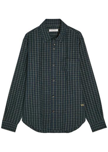 London logo checked stretch-linen shirt by WALES BONNER