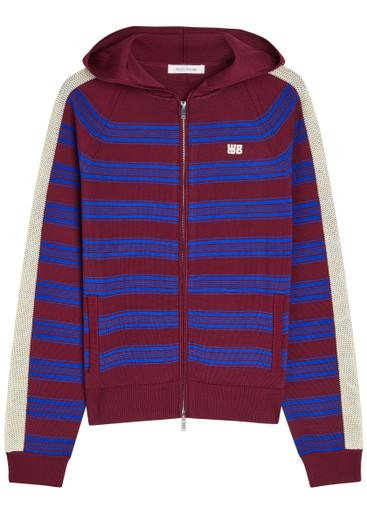 Music striped hoodied fine-knit jumper by WALES BONNER