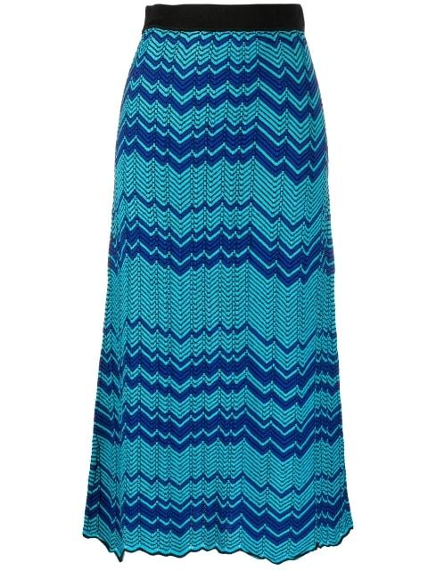 Palm zigzag pattern midi skirt by WALES BONNER