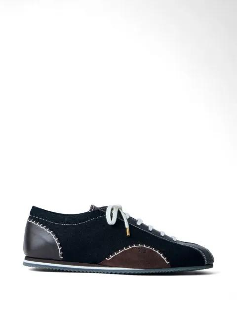 Paris stitched panels lace-up sneakers by WALES BONNER