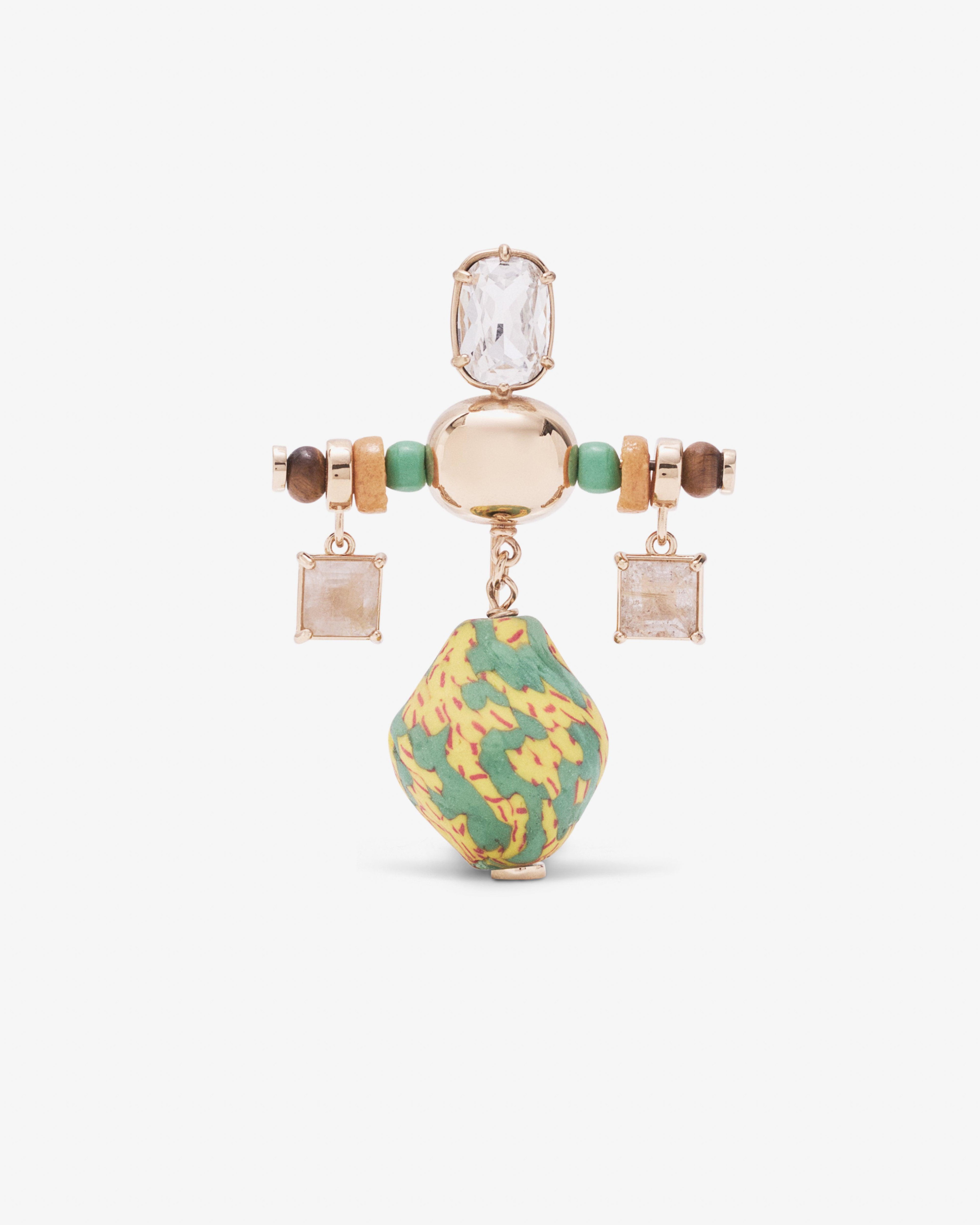 Wales Bonner - Compass Brooch - (Green/Yellow) by WALES BONNER