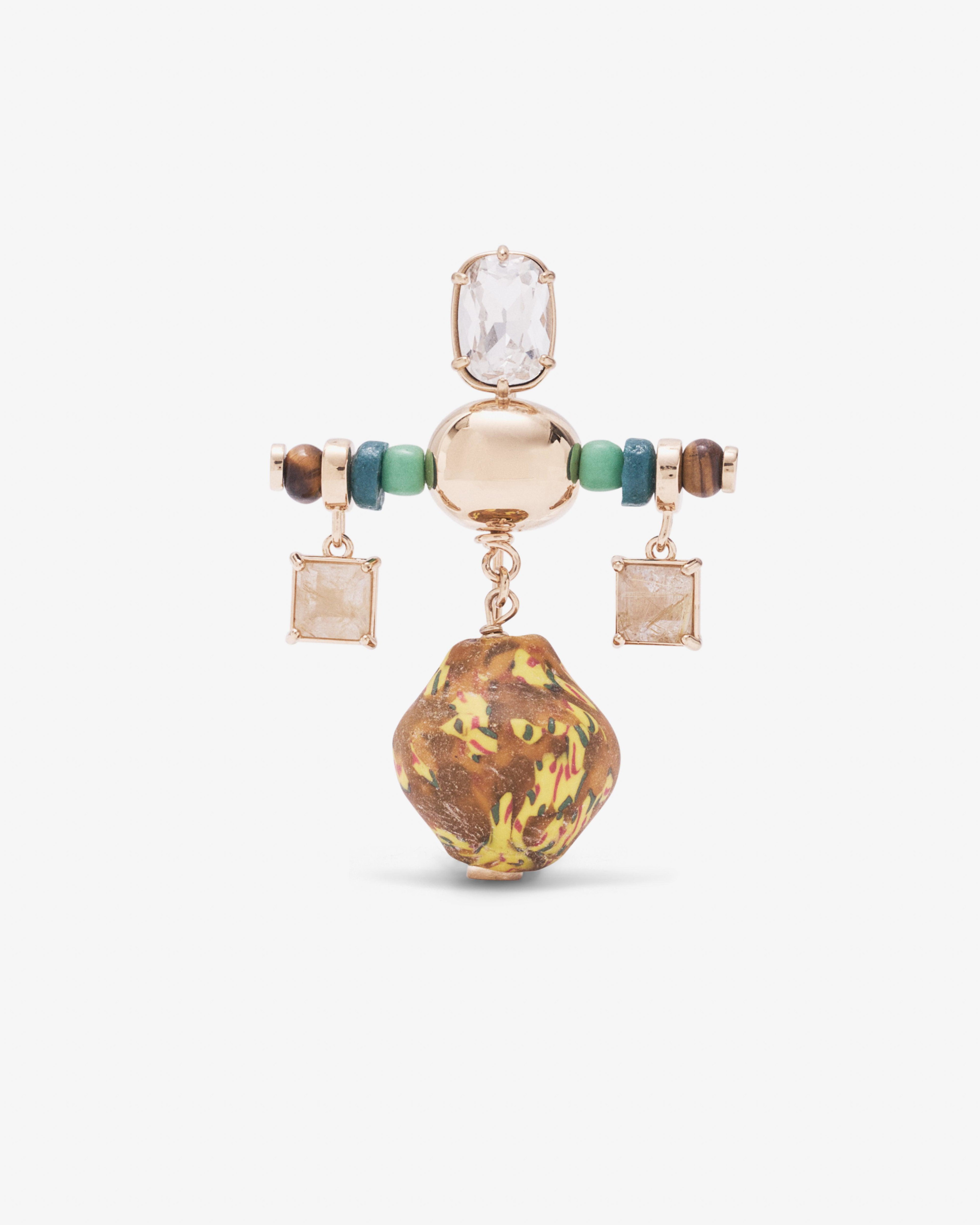 Wales Bonner - Compass Brooch - (Yellow/Cream) by WALES BONNER
