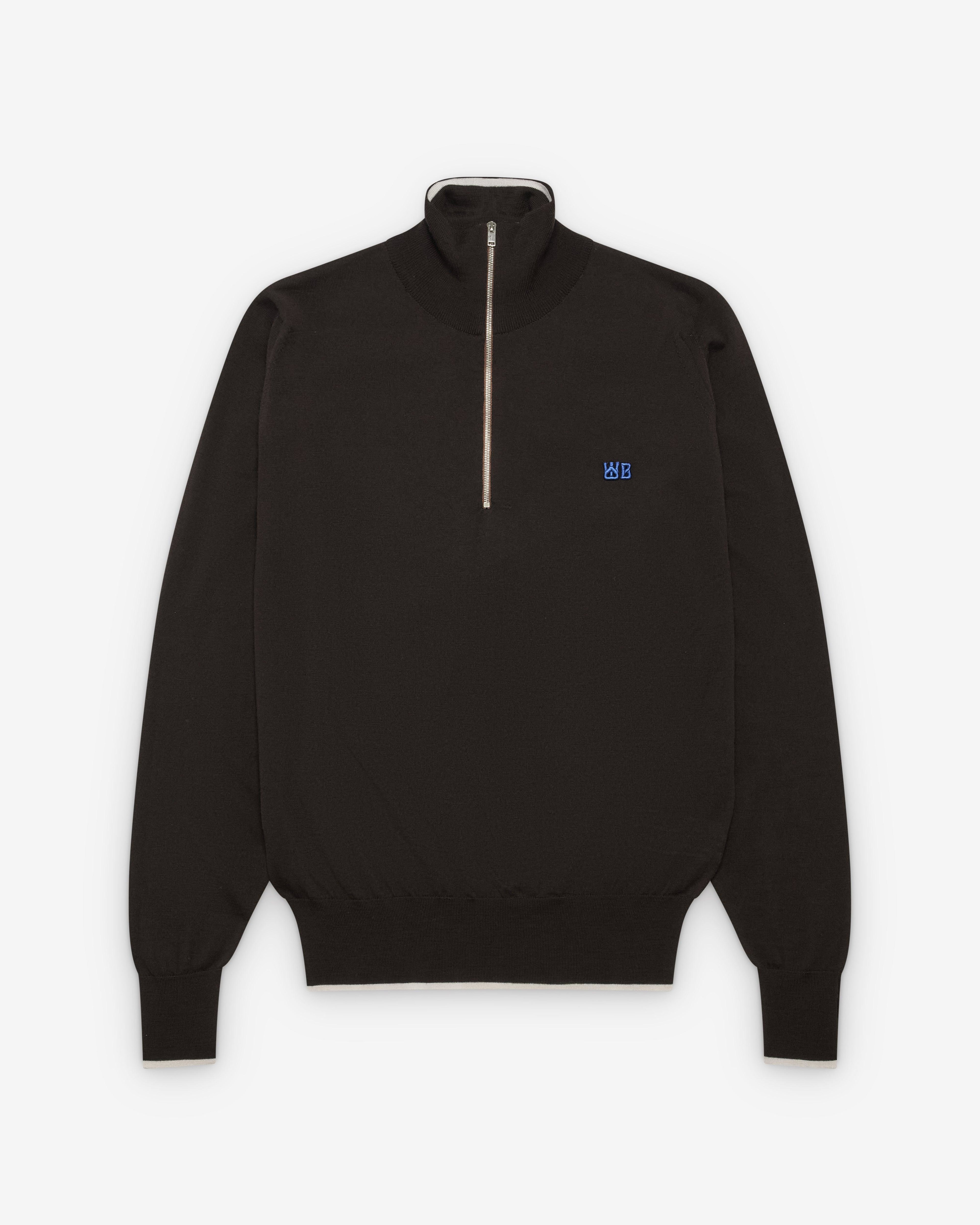 Wales Bonner - Men's John Smedley Park Quarter-Zip Jumper - (Dark Brown) by WALES BONNER