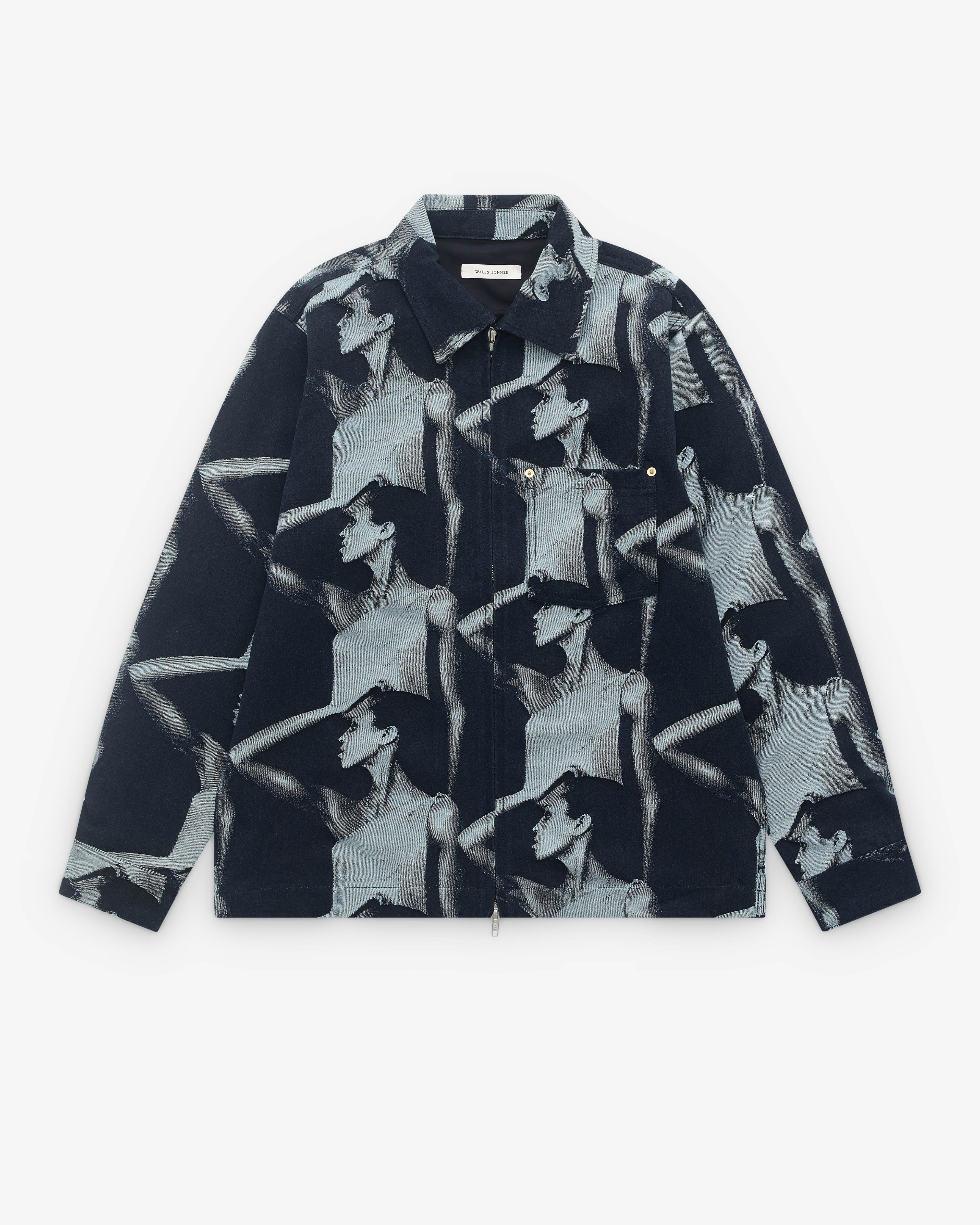 Wales Bonner - Men’s Printed Zip Jacket - (Indigo) by WALES BONNER
