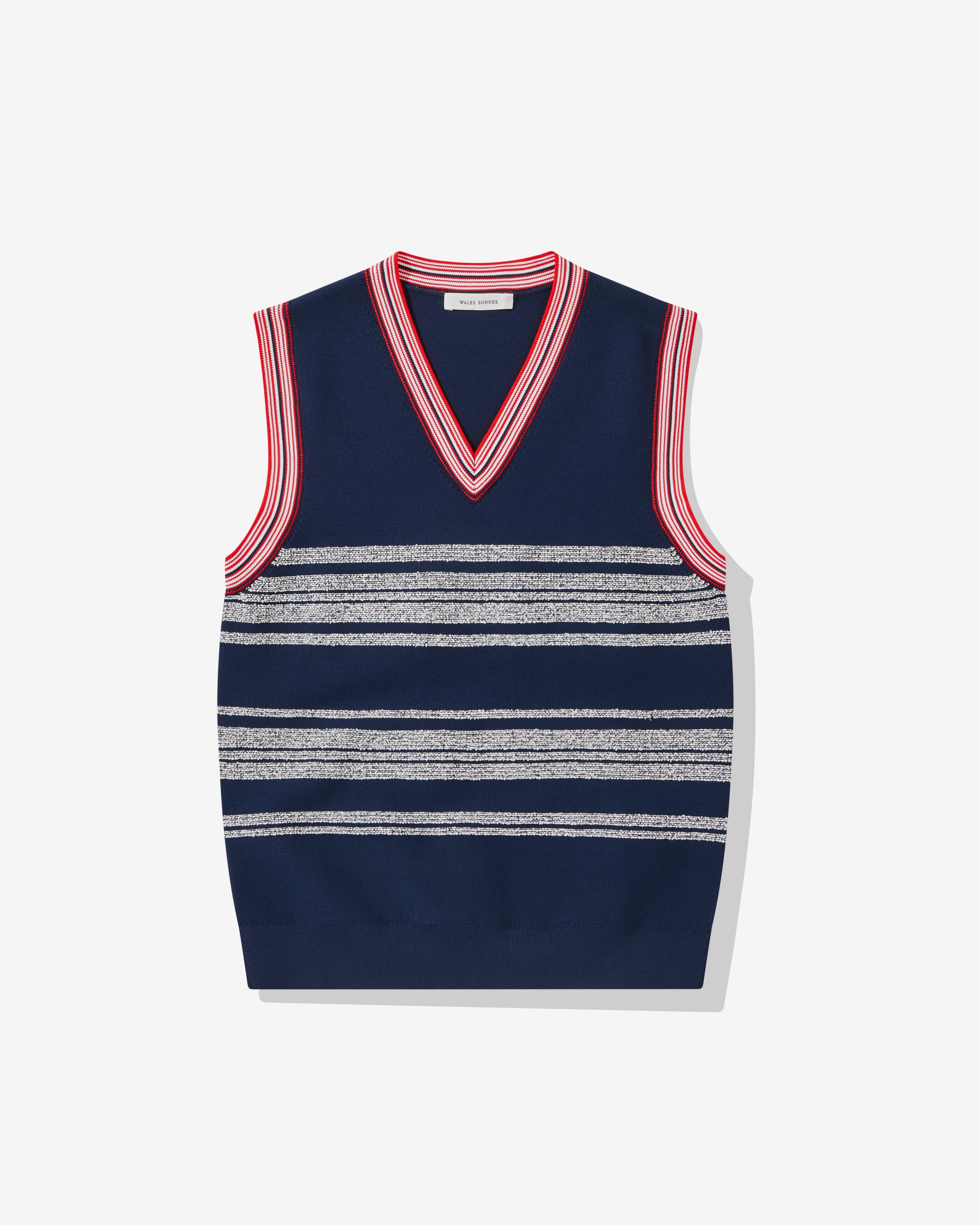 Wales Bonner - Men's Shade Vest - (Navy/Red/White) by WALES BONNER