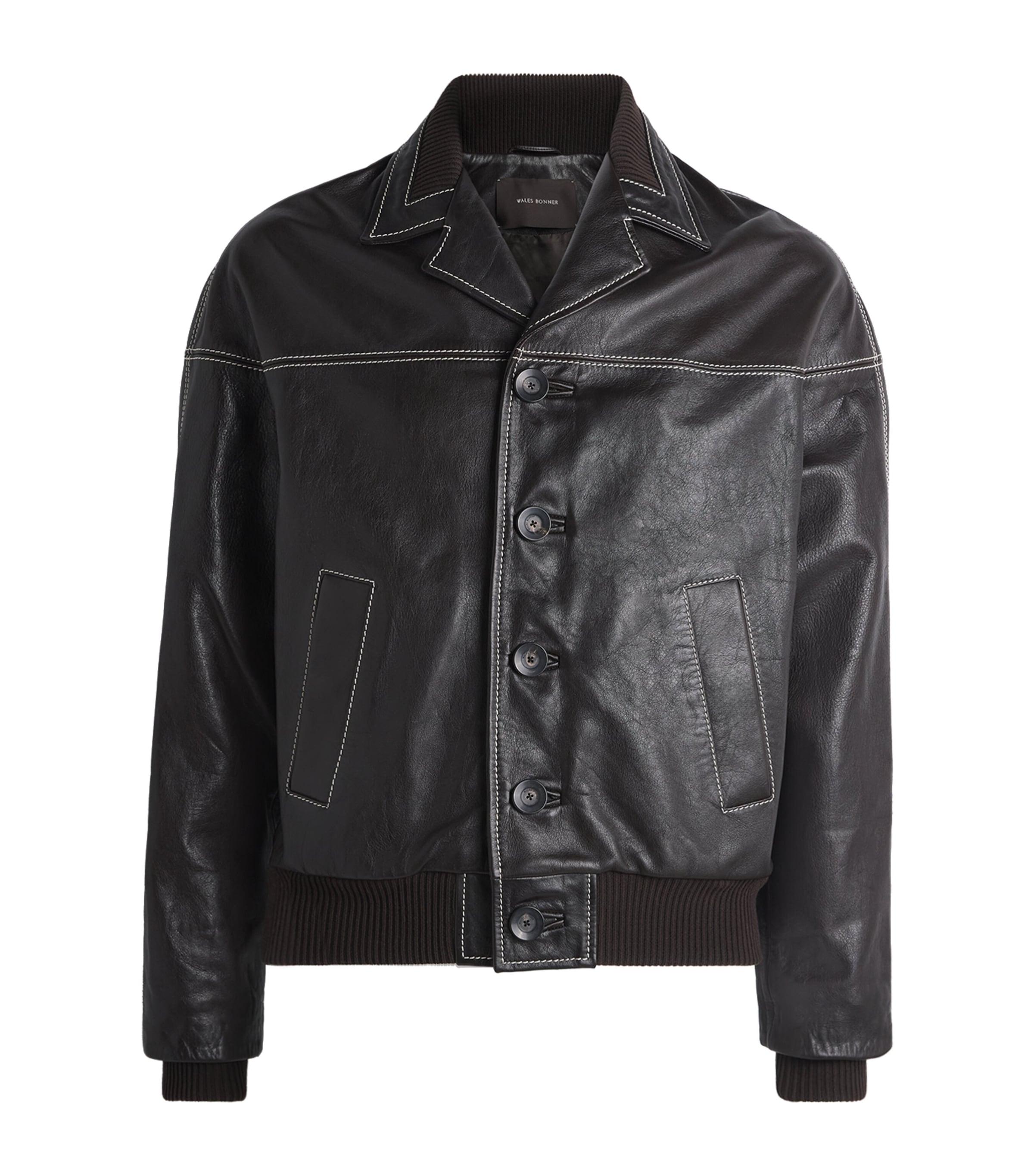 Wales Bonner Topstitched Leather Jacket by WALES BONNER