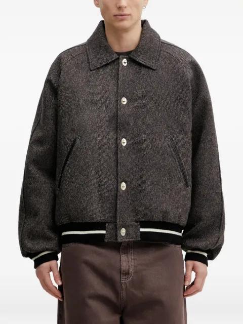 buttoned herringbone-pattern bomber jacket by WALES BONNER