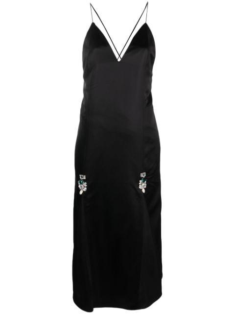 crystal-embellished satin dress by WALES BONNER