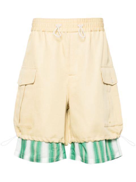 layered twill cargo shorts by WALES BONNER