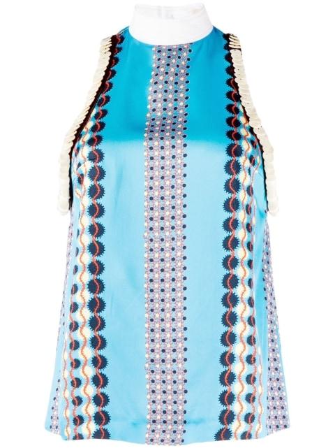 sleeveless satin printed top by WALES BONNER