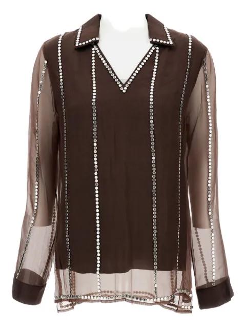 v-neck stud-embellished blouse by WALES BONNER