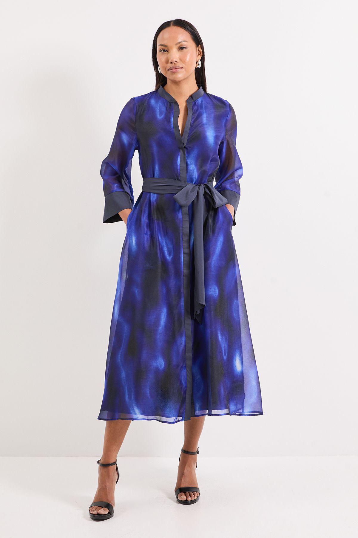 Abstract Organza Contrast Shirt Dress by WALLIS