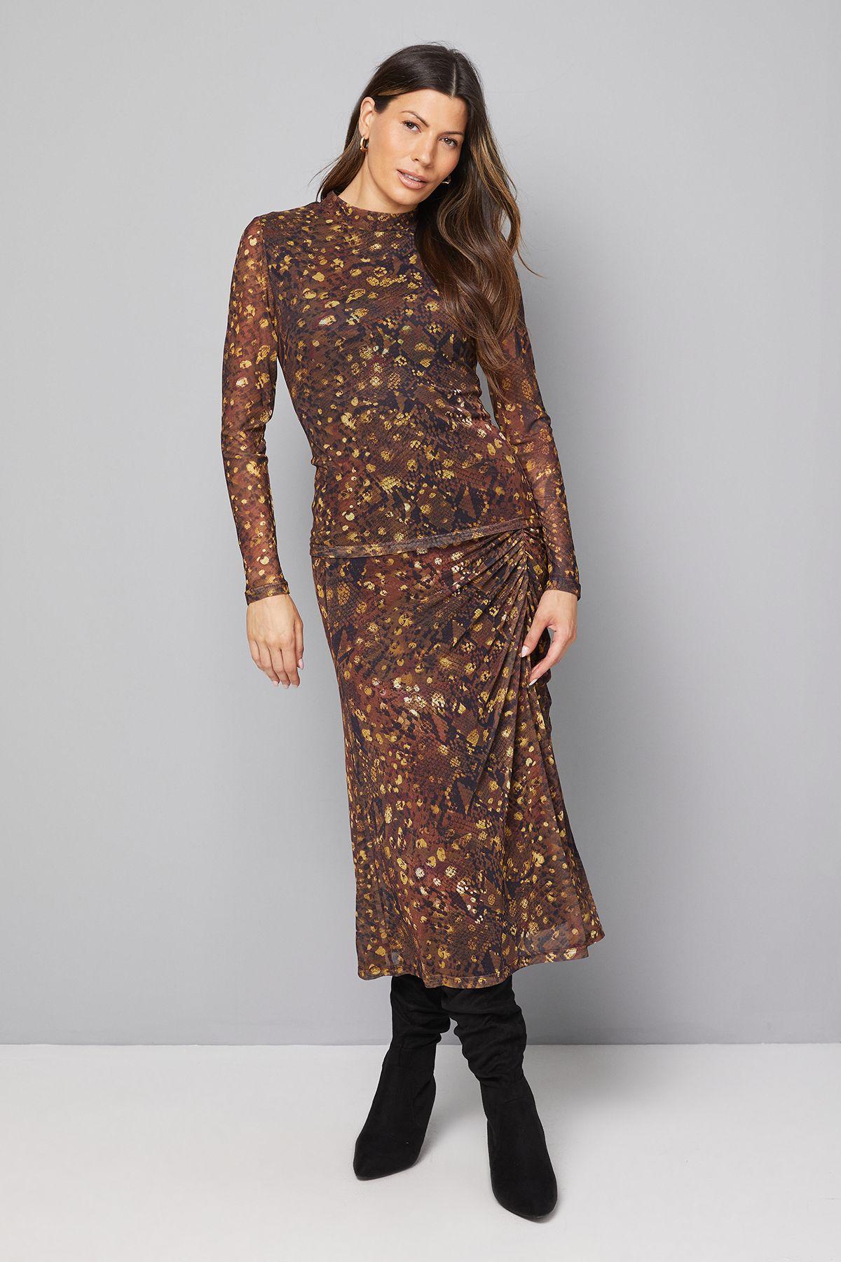 Animal Print Mesh High Neck Top by WALLIS Animal Print Mesh High Neck Top by WALLIS