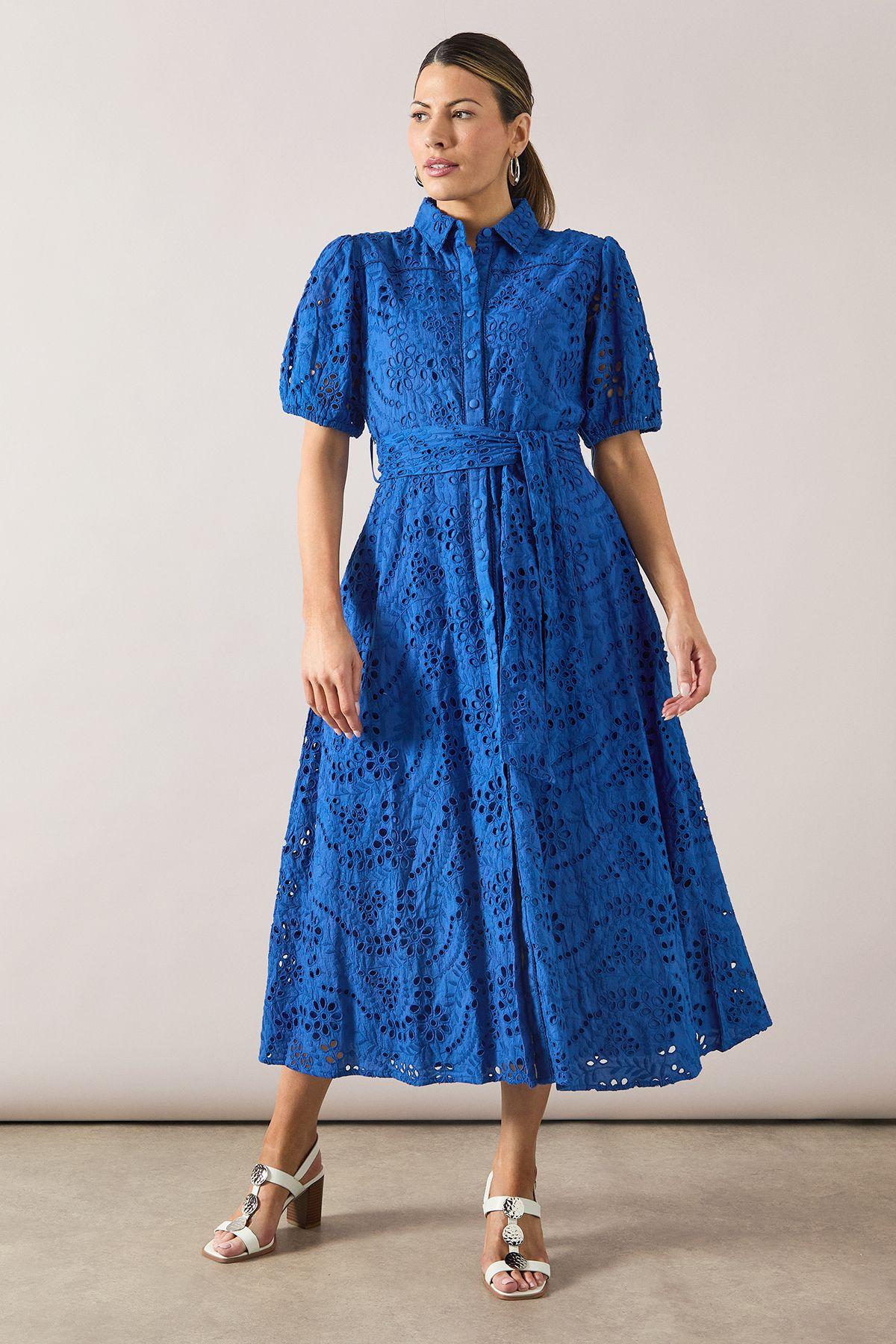 Broderie Tie Waist Shirt Dress by WALLIS