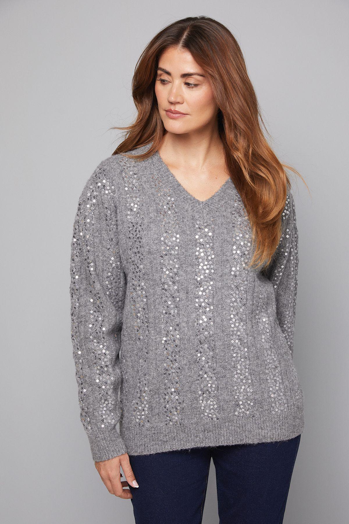 Christmas Sequin Knitted Jumper by WALLIS
