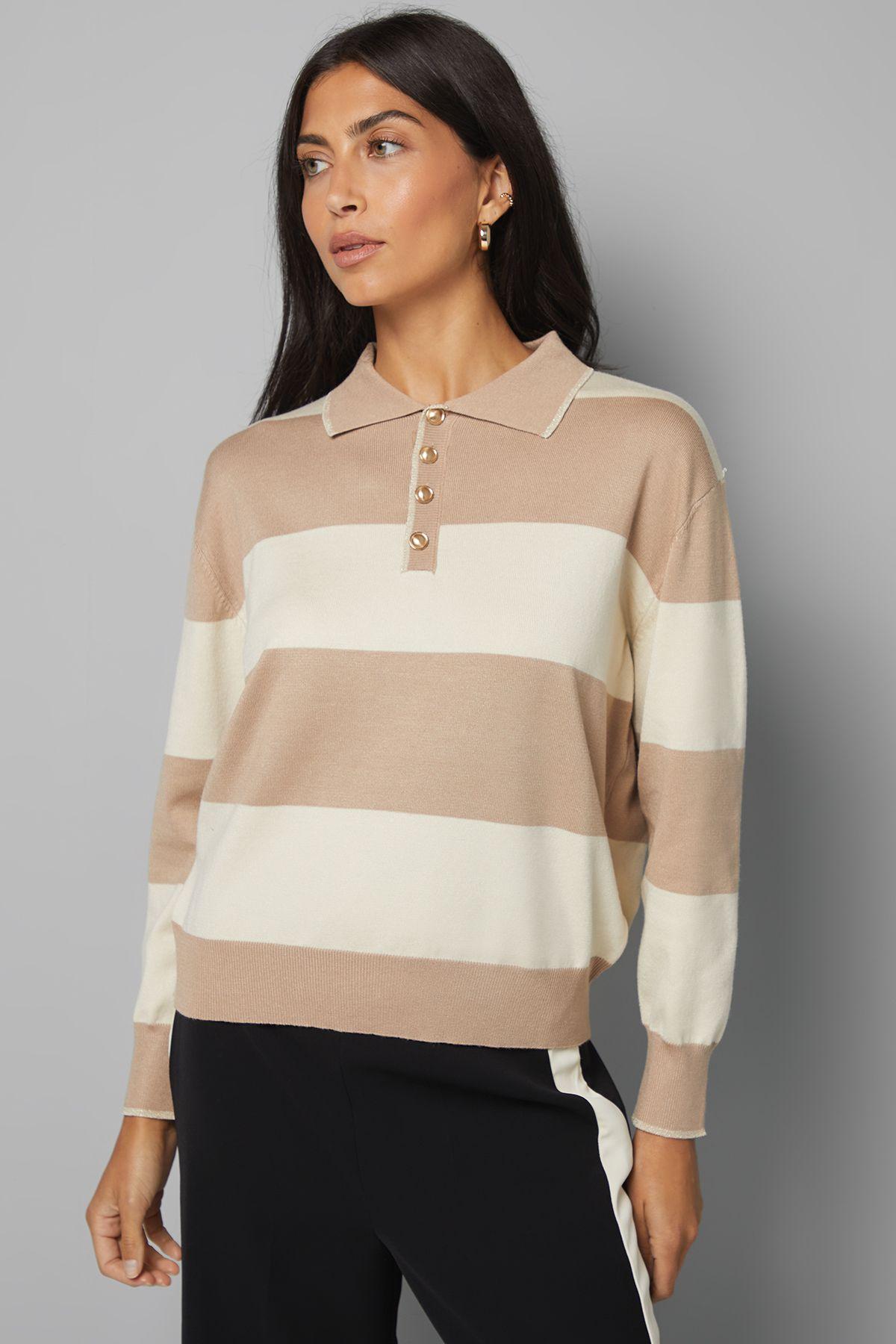 Collared Polo Striped Jumper by WALLIS