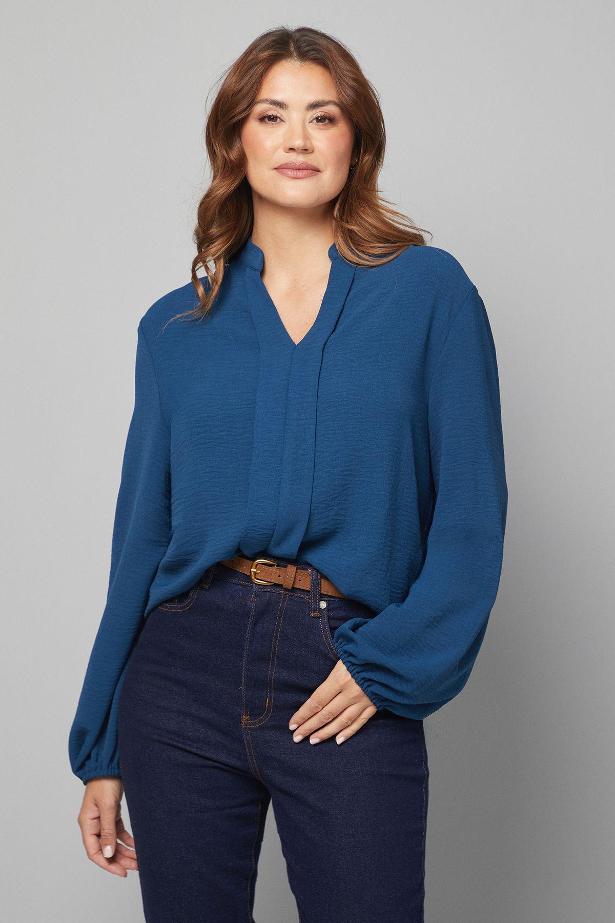 Collarless Woven Blouse by WALLIS