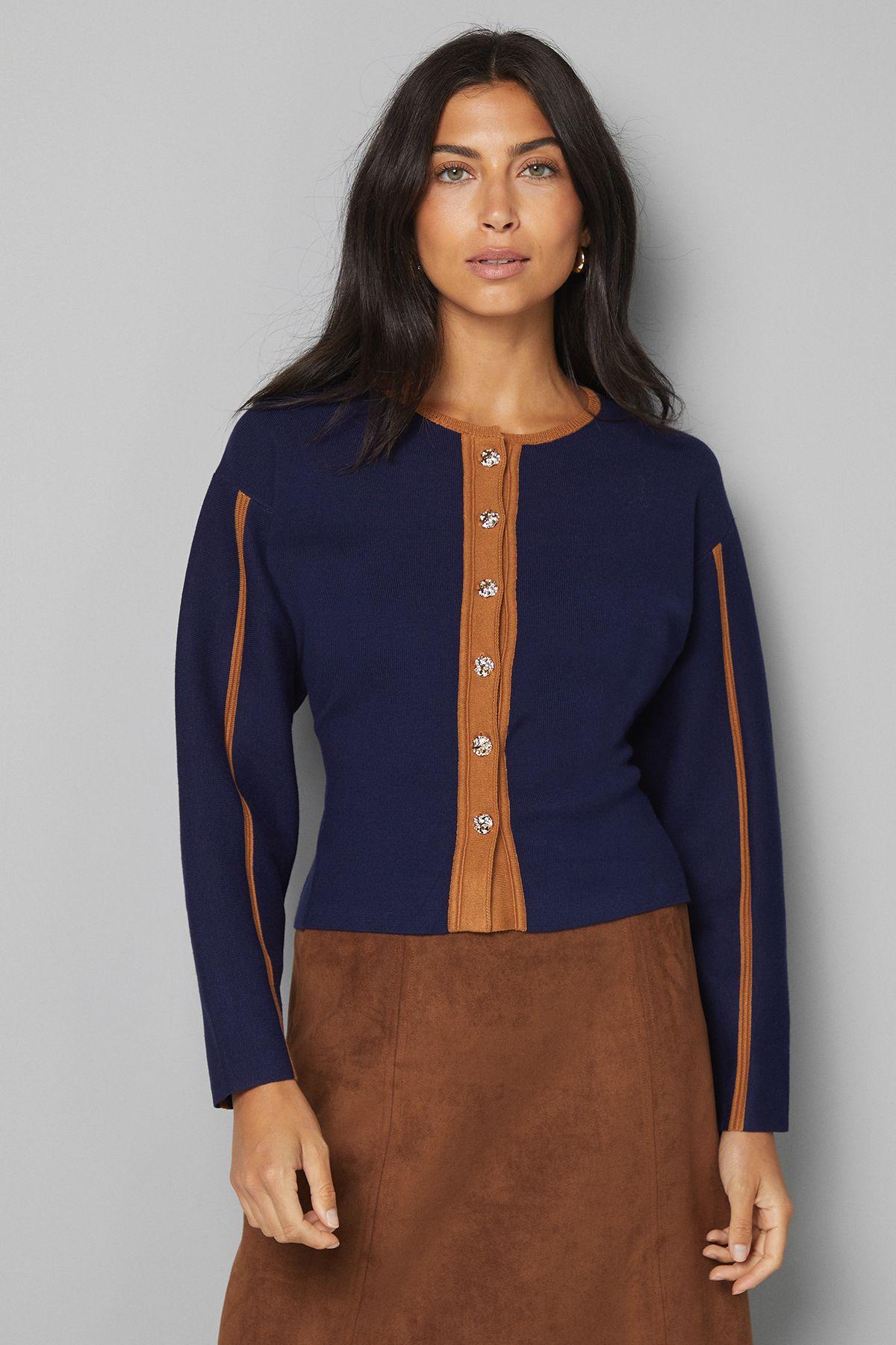 Contrast Knitted Jacket by WALLIS
