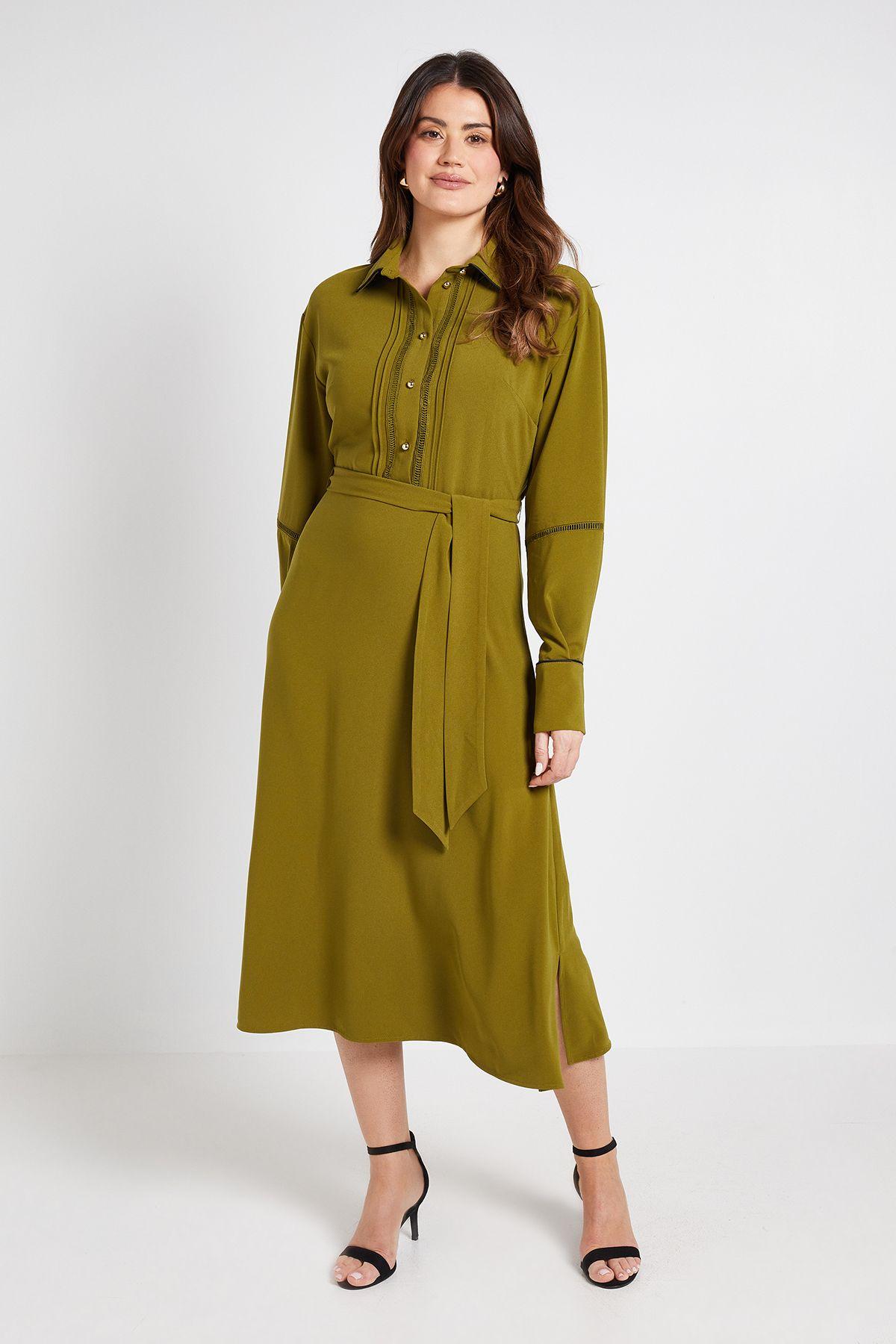 Contrast Lace Trim Shirt Dress by WALLIS