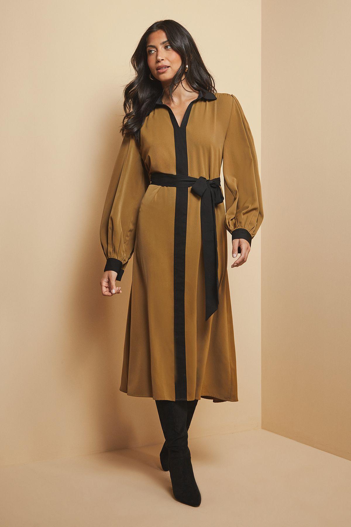 Contrast Panel Midi Shirt Dress by WALLIS