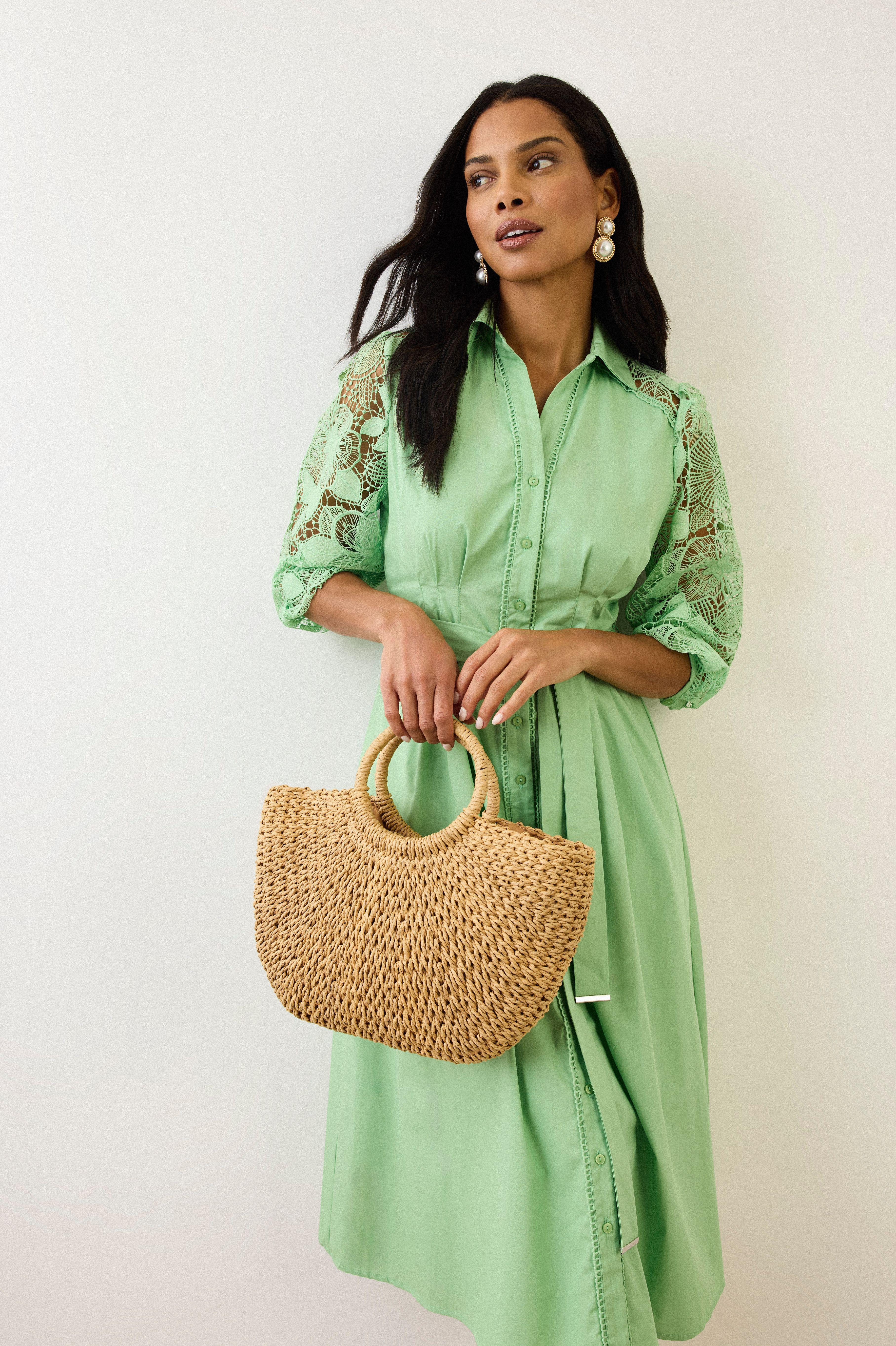 Cotton Lace Belted Shirt Dress by WALLIS