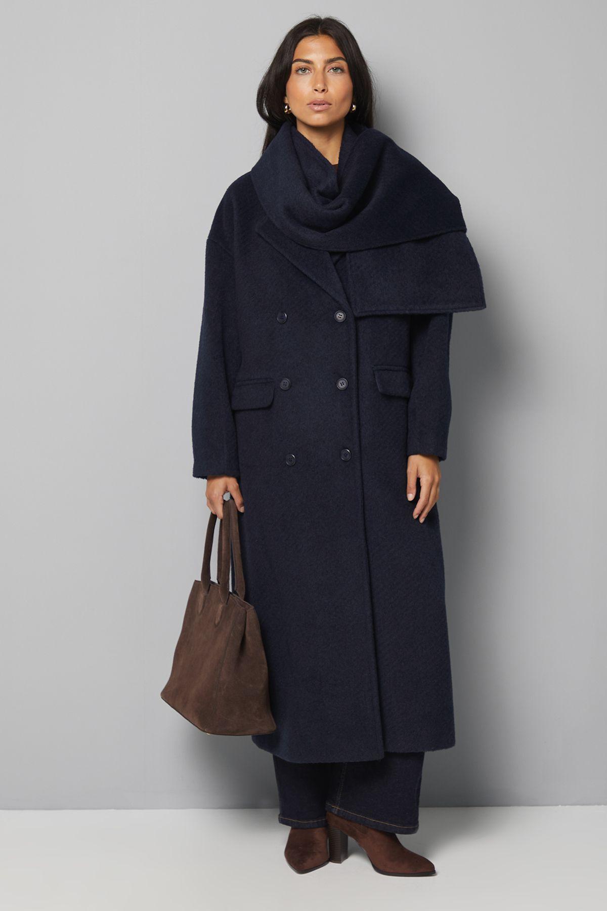 Double Breasted Twill Scarf Detail Coat by WALLIS