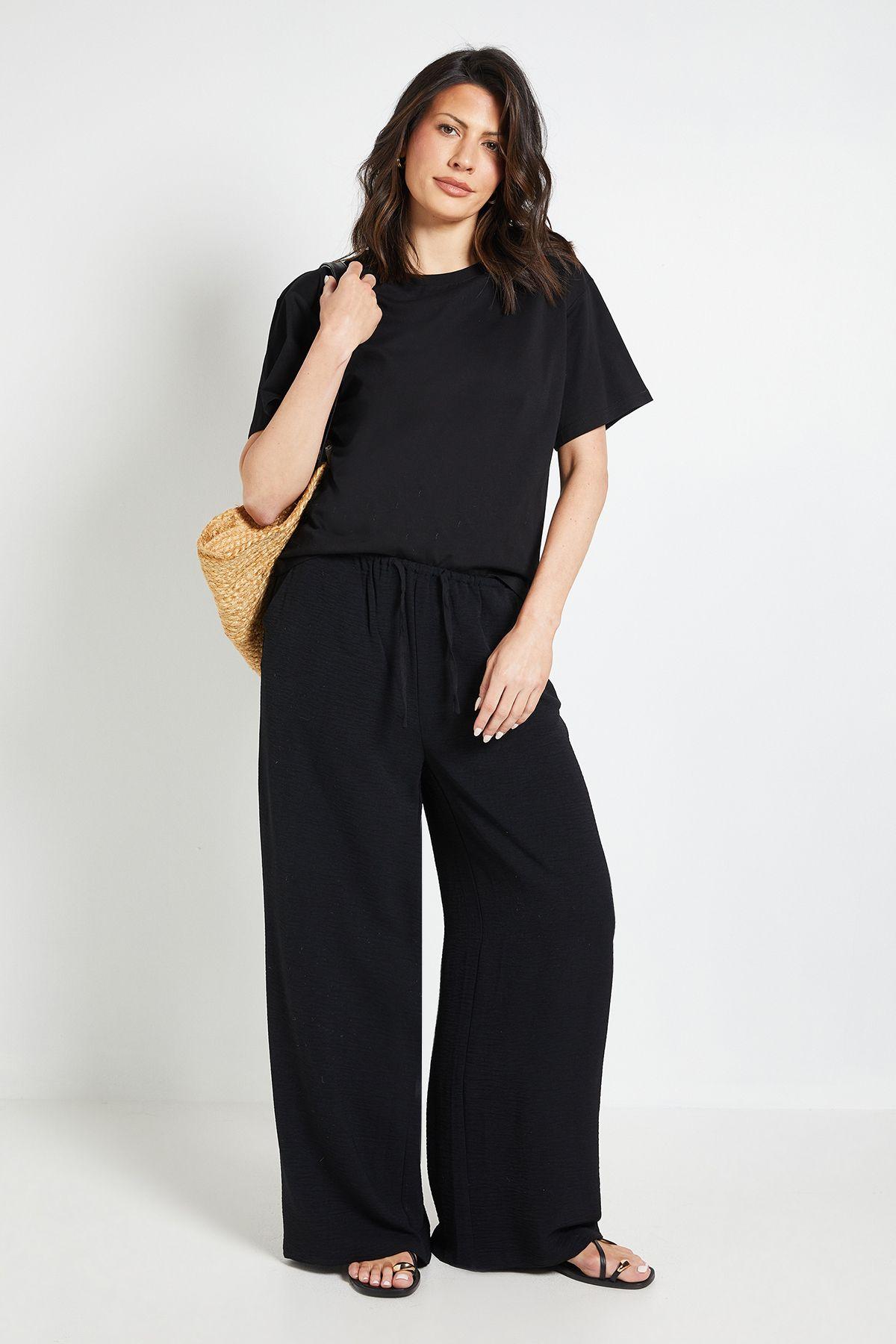 Drawstring Woven Trouser with Stretch Waistband by WALLIS