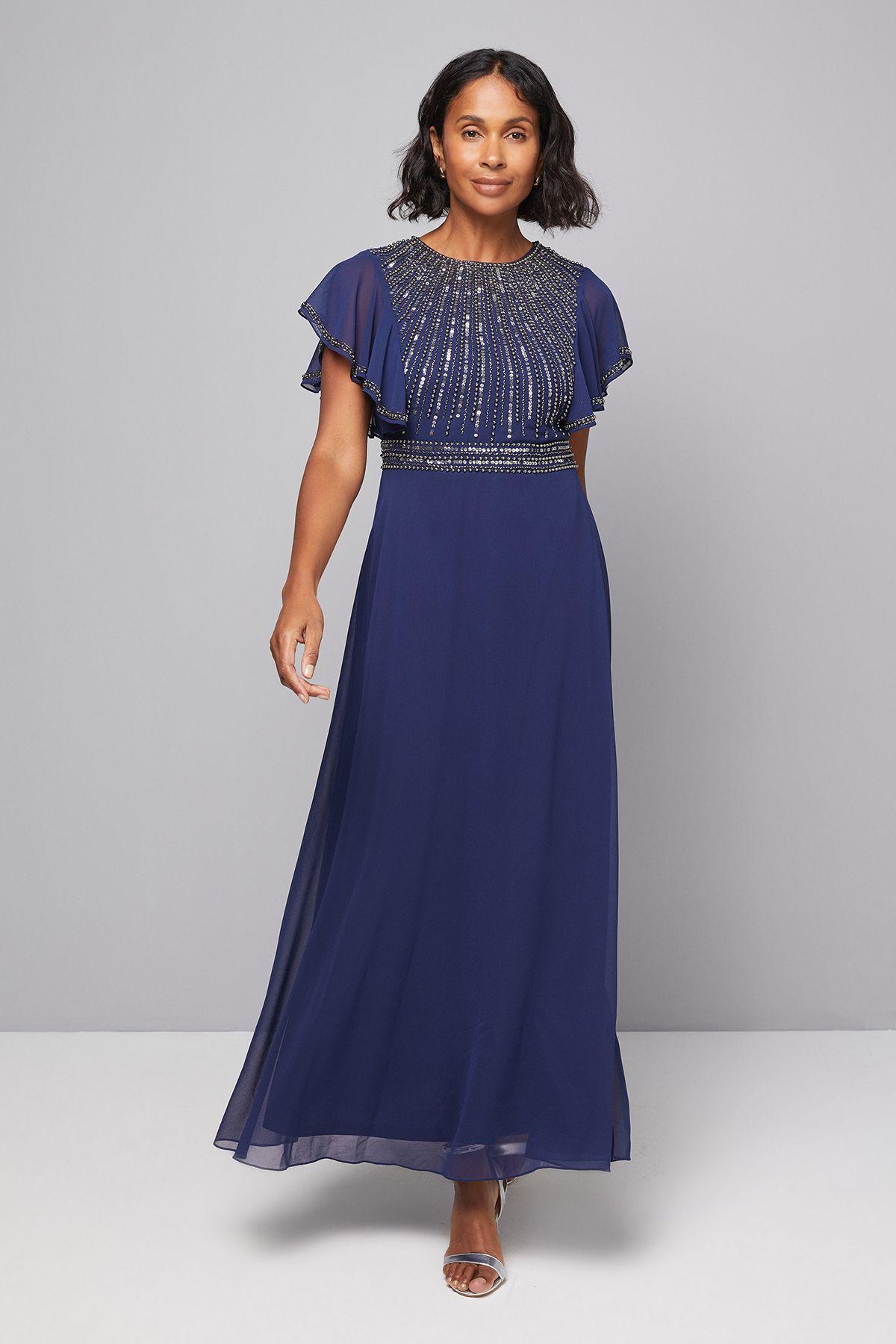 Embellished Ruffle Sleeve Maxi Dress by WALLIS