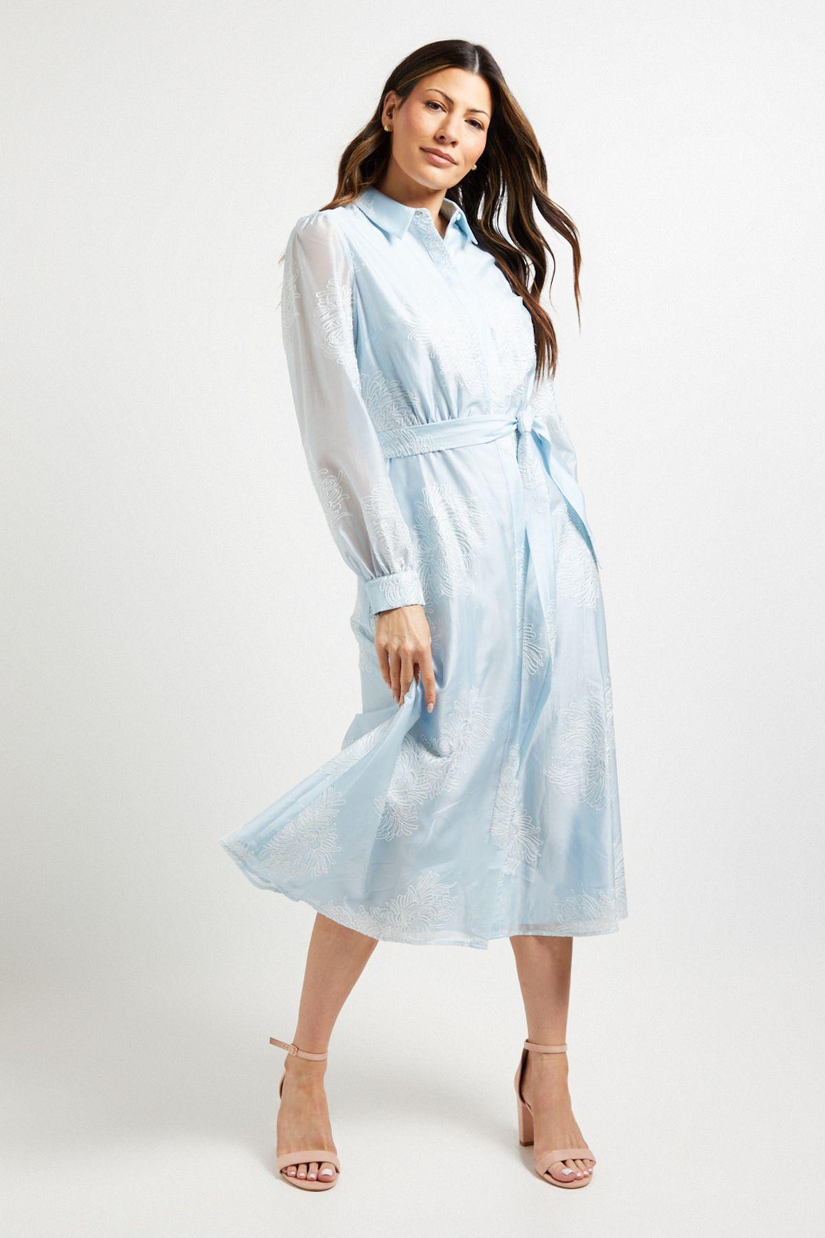 Embroidered Organza Midi Shirt Dress by WALLIS
